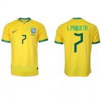 Camiseta Brasil Lucas Paqueta #7 Primera Equipación Replica Mundial 2022 mangas cortas
